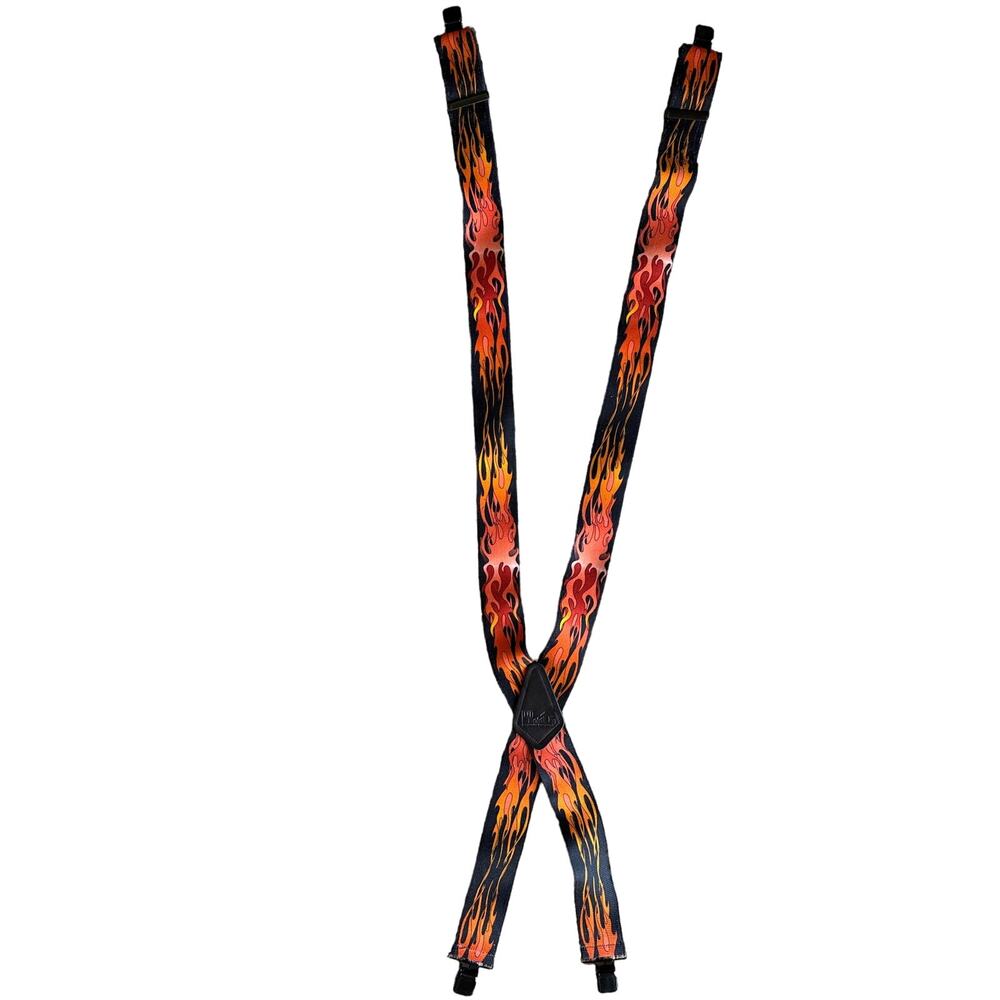 Hold Up Fire Flame Black Adjustable Suspenders